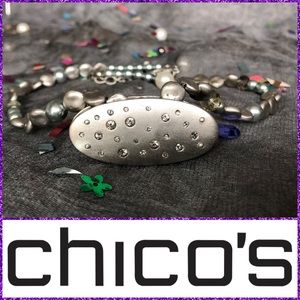CHICO’S SILVER & GRAY-TONED FRESH-WATER PEARLS WITH A SILVER CZ PENDANT